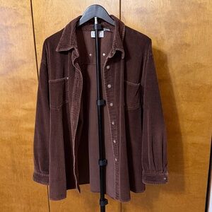Carolina Blues Chocolate Brown Corduroy Shirt Jacket. 22W